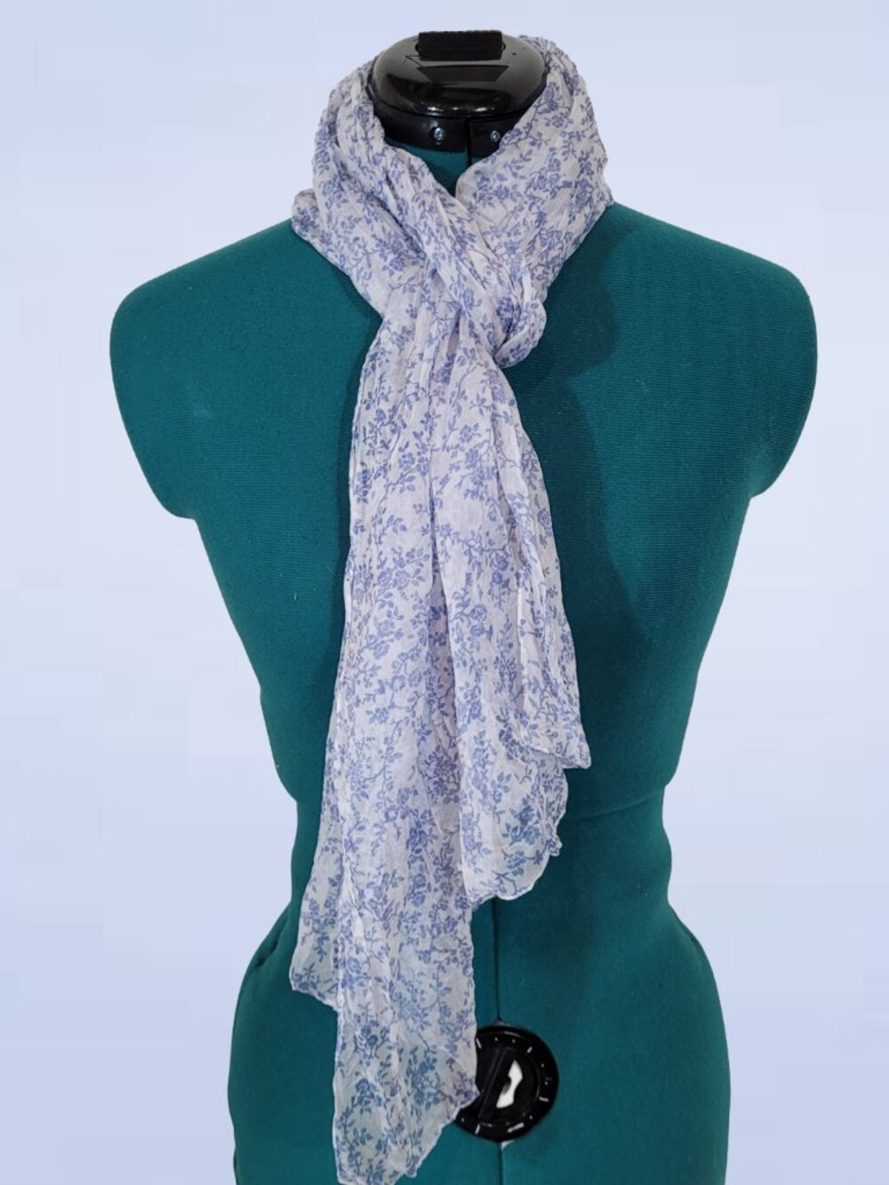 Blue Floral Lightweight Scarf